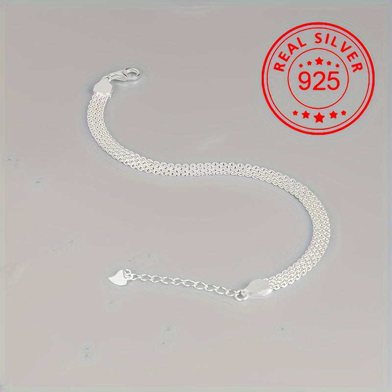 925 Sterling Silver Mesh Chain Bracelet Elegant Hand Chain Jewelry 1pc