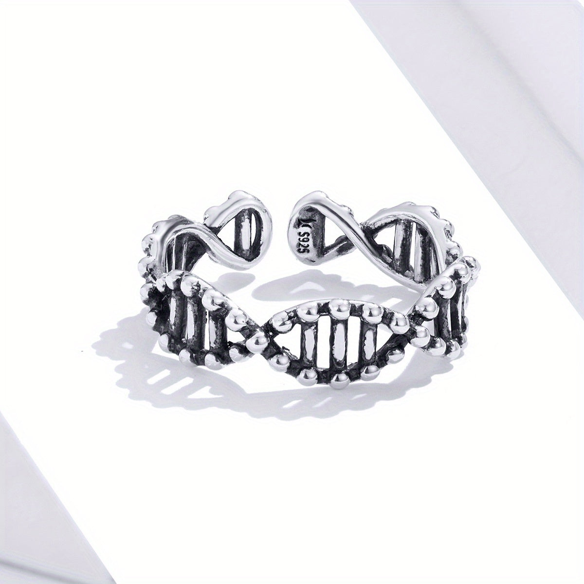 925 Sterling Silver Cuff Ring Classy DNA Design Suitable For Men And Women Match Daily Outfits High Quality Adjustable Ring